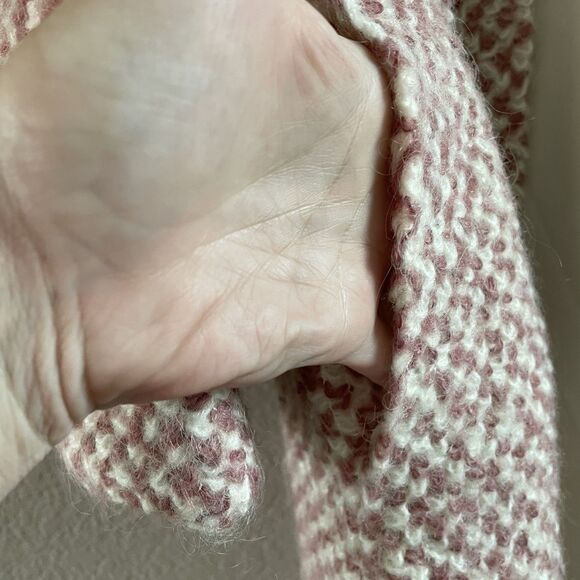 Vintage 80s MJ Seattle Coat Womens Small Pink Check Belted Knit Boucle Mohair - Picture 5 of 10